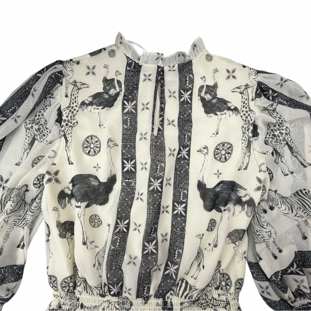 Amanda Uprichard Women's Vista Zoo Print Mini Dress Black & White Size P/XS - Picture 11 of 11